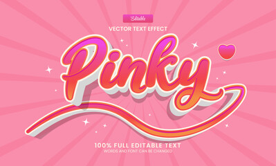 Wall Mural - design editable text effect, pinky 3d cartoon vector illustration