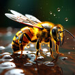 Ultra Close-Up Macro Shot of Honeybee, High-quality Image of Honeybee, Generative Ai.