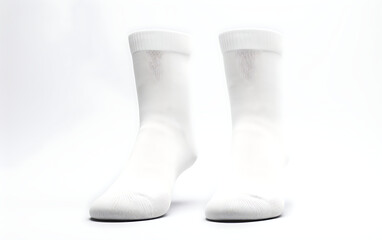 Wall Mural - Pair of white socks mockup isolated on background with copy space. Generative ai
