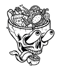 Wall Mural - lots of food on top of the skull