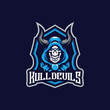 © izzatulkhotim666 - Skull mascot logo design vector with modern illustration concept style for badge, emblem and t shirt printing. Skull devils illustration for sport and esport team.