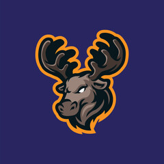 Moose mascot logo design vector with modern illustration concept style for badge, emblem and t shirt printing. Head moose illustration.