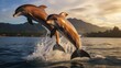 Dolphins leaping in Costa Rica Central America