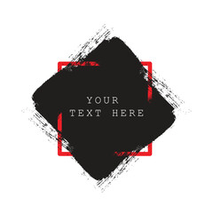 Wall Mural - Grunge background. Brush black paint ink stroke over square frame. Vector illustration