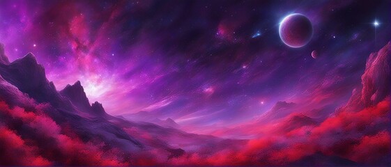 Wall Mural - he cosmos, galaxy, purple and red