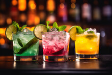 A Vibrant Photograph Of A Trio Of Citrus-infused Cocktails, Featuring A Refreshing Blend Of Tangy Flavors And Invigorating Spirits. 