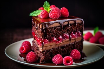 Canvas Print - Chocolate Raspberry Cake. 