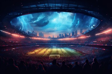 Wall Mural - Football Stadium night full with peoples