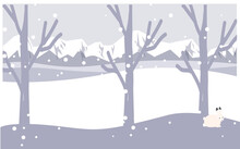 冬の景色雪原と雪化粧された山脈の背景イラスト