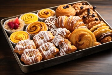 Canvas Print - a tray full of assorted danish pastries