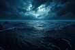 © marimalina - storm over the ocean.horror black blue sky, sea cloud, scary ocean, depression background, mysterious gloomy dark theme, blurred texture
