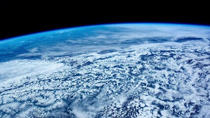 Wall Mural - orbiting over planet earth. beautiful clouds and atmosphere from above. view from international spac