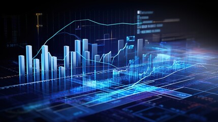 Wall Mural - Business finance trading analytic with Neon Bars and Graphs Illuminate. AI generated