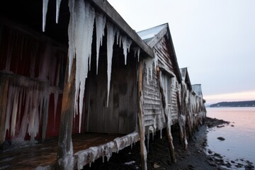 Poster - icicles hanging from the roof of a beach shack