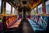Fototapeta Młodzieżowe - graffiti on the interior of a train carriage