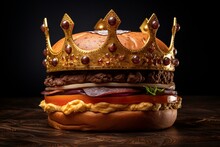 Royal Burger Concept - Burger With Crown. Generative AI