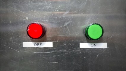 Wall Mural - Control panel of the industrial machine in factory with switch and indicator lamp