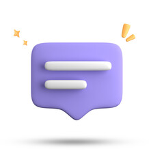 3d rendering of speech bubble with notification icons, 3D pastel yellow blue chat icon set. Set of 3d speak bubble.