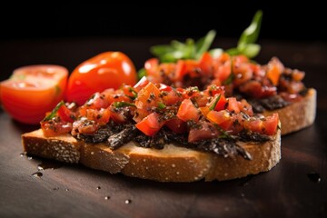 Poster - bruschetta with anchovy and a dash of crushed pepper