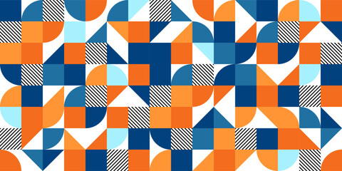 Wall Mural - geometric trendy pattern, bauhaus style. modern colorful background with simple elements. retro text