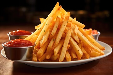 Poster - french fries stack shaped like a pyramid