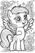 © James - cute my little pony singing coloring book page black outline in white background