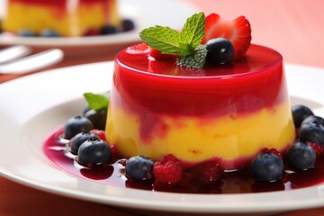 Poster - a close-up of vibrant fruit pudding