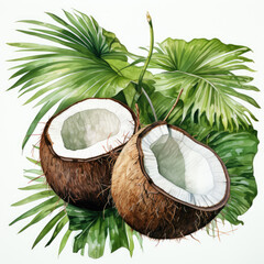 Wall Mural - watercolor Coconut clipart, Generative Ai