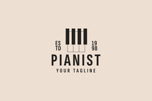 Vintage Style Piano Logo Vector Icon Illustration