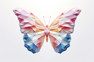 Fototapete - A pastel-colored geometric-inspired butterfly print with geometric patterns and soothing pastel gradients, adding a touch of whimsy to any space.  