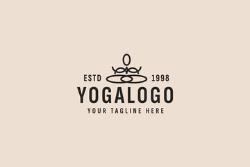 Sticker - vintage style yoga logo vector icon illustration