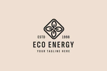 Sticker - vintage style eco friendly energy logo vector icon illustration