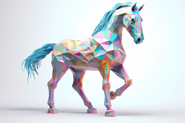 Aufkleber - A pastel-colored geometric-style Horse artwork with intricate geometric shapes and soft pastel hues, showcasing the beauty of nature in a modern design. 