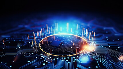 Wall Mural - illustration abstract futuristic electronic circuit technology background digital data network conne