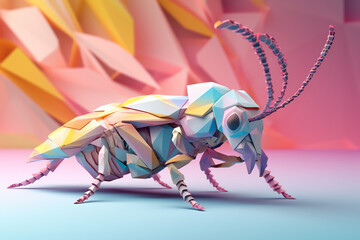 Aufkleber - A pastel-colored geometric-style Earwigs artwork with intricate geometric shapes and soft pastel hues, showcasing the beauty of nature in a modern design.