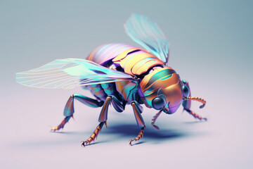 Fototapete - A pastel-colored geometric-style Fleas artwork with intricate geometric shapes and soft pastel hues, showcasing the beauty of nature in a modern design. 