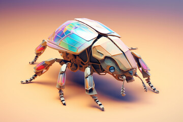 Fototapete - A pastel-colored geometric-style Fleas artwork with intricate geometric shapes and soft pastel hues, showcasing the beauty of nature in a modern design