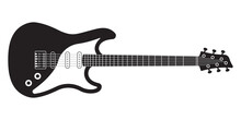 Electric Guitar Icon. Black Silhouette. Musical Instrument. Rock Music, Jazz Symbol. Vector Illustration.