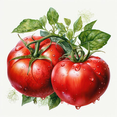 watercolor Tomato clipart, Generative Ai