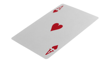 Wall Mural - Flying playing card for poker and gambling, ace heart isolated on white, clipping path
