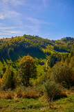 Fototapeta Na ścianę - Mountain landscape from the rural areas of the Carpathian mountains in Romania.