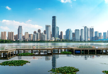 Sticker - Wuhan city skyline, China