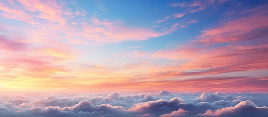 stunning colorful sky at sunrise or sunset crop the long panorama with copyspace for text