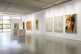 Fototapeta  - Minimalist art gallery with standout painting on white walls