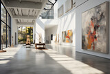 Fototapeta  - Minimalist art gallery with standout painting on white walls