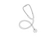 © Vectorillustrator - Stethoscope for laboratory activity. Laboratory minimalist concept, drawing by simple continuous line. Laboratory element, laboratory activity, black and white background, simple line.