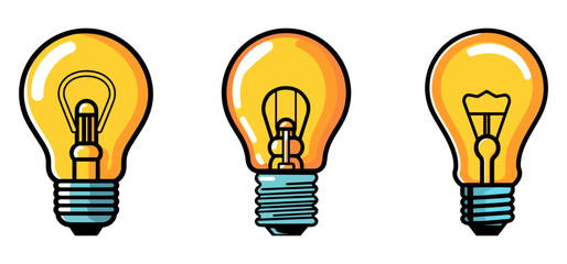 Wall Mural - light bulb logo icon. set of light bulbs. innovative idea concept.