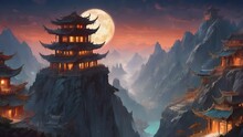 Chinese Temple At Night