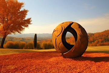 Wall Mural - Sculptural autumn landscape in Tuscany. Generative AI