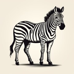 Wall Mural - Zebra logo, black and white, AI generated Image